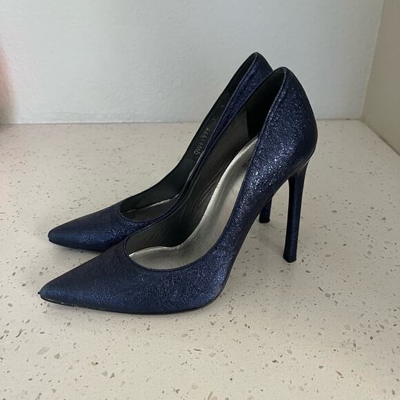 Stuart Weitzman Metallic Blue Stiletto Pumps Women’s Size 7 - Picture 1 of 14